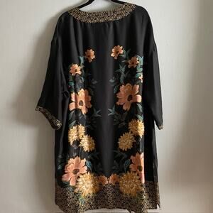 NWT Plus Sz 2X Turquoise Rayon Flowing Lingerie Sensual Flirty Spicy Robe Kimono